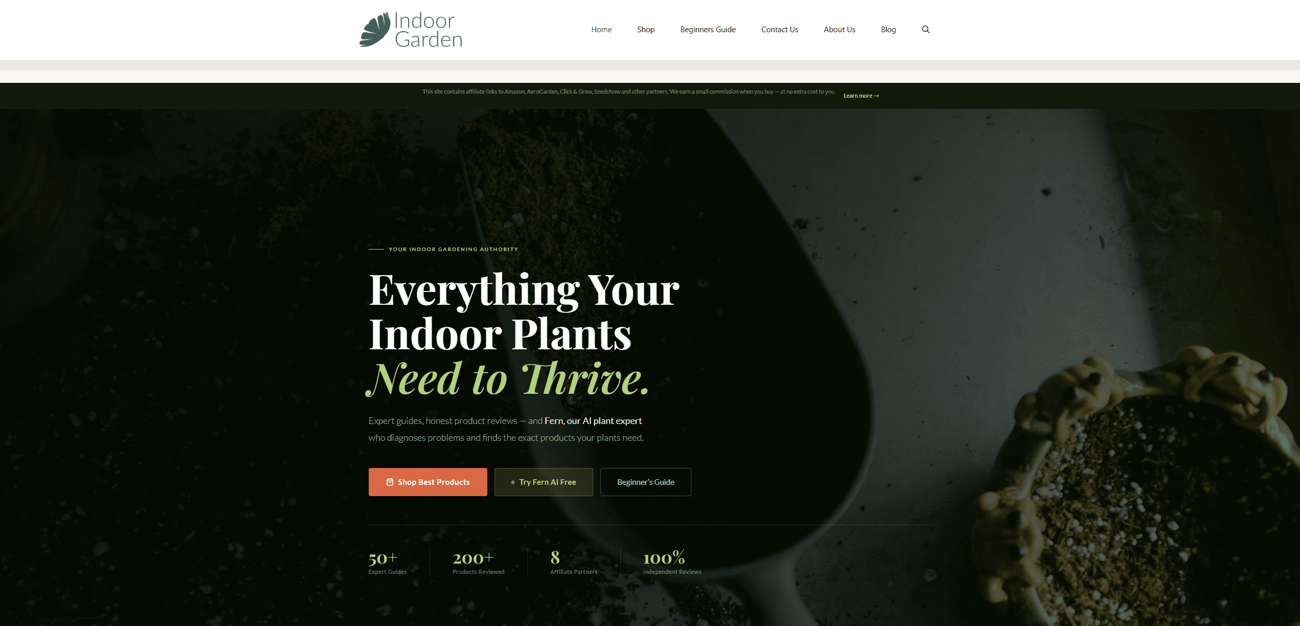 Indoor Garden website screenshot