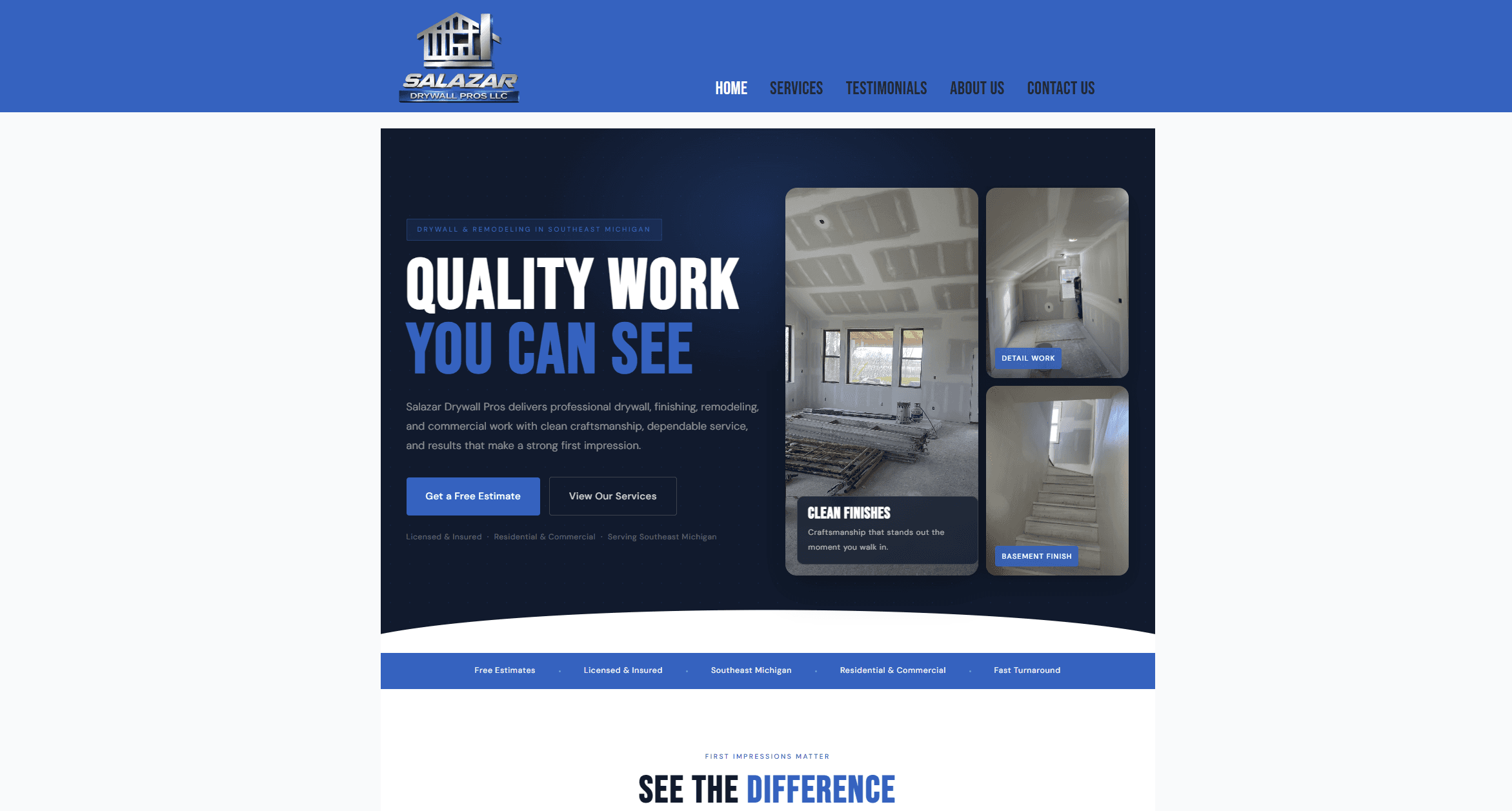 Salazar Drywall Pros website screenshot